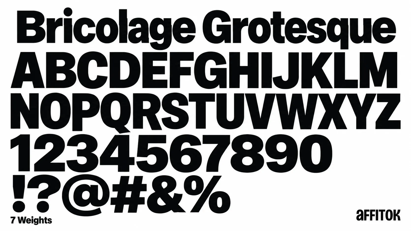 Bricolage Grotesque type specimen: alphabet, numbers and symbols